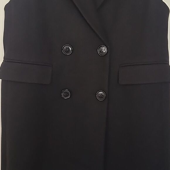 Sam Edelman Double-Breasted Longline Vest Coat Black Size 16 - Picture 12 of 16